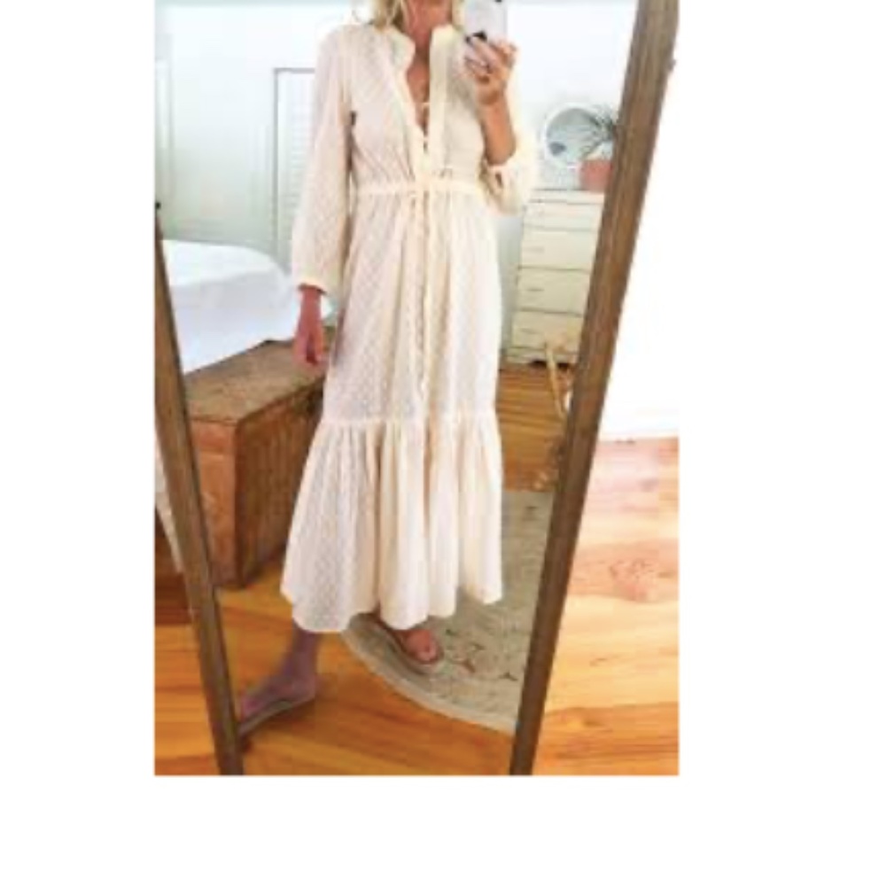 Emerson Fry Frances Swiss Dot Cream Dress Large